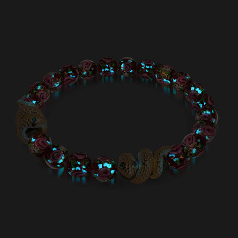 Goldene Schlange | Feuerwerk Glas Rose Armband